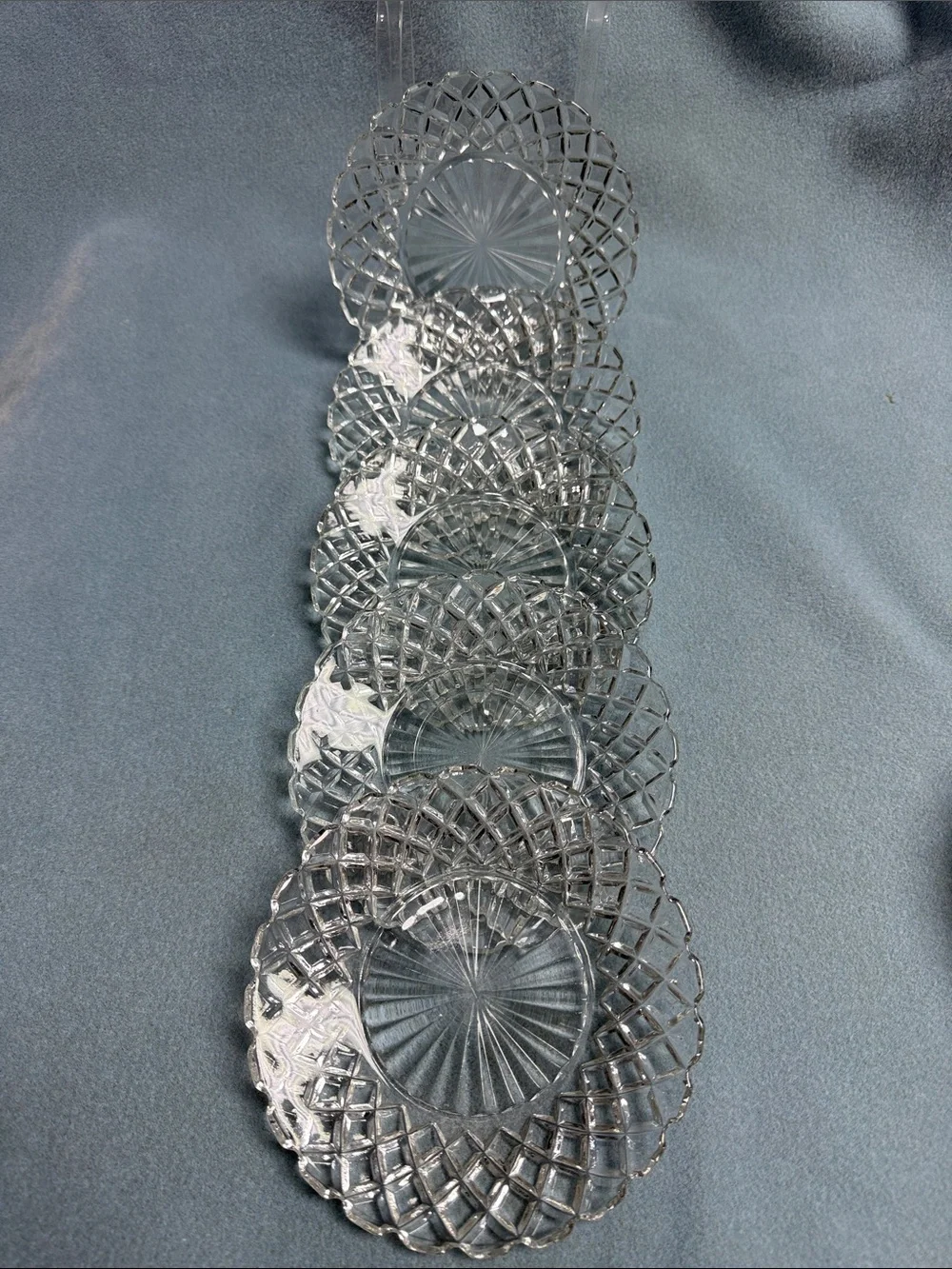 5-Anchor Hocking Waterford Waffle Glass Bread and Butter Plates (set of 5)